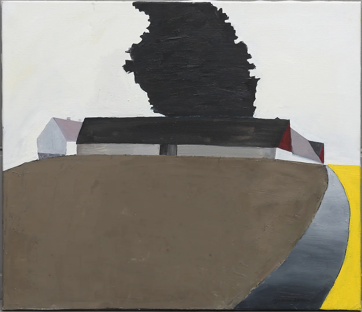 YVONNE LARSSON. LANDSKAP MED KRINGBYGGD GÅRD. — Paintings — Crafoord Auktioner Lund