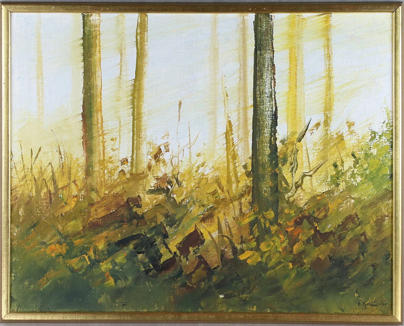 EKE BJERÉN. Olja på duk, "Höstglänta", signerad, -75. — Paintings — Höganäs Auktionsverk