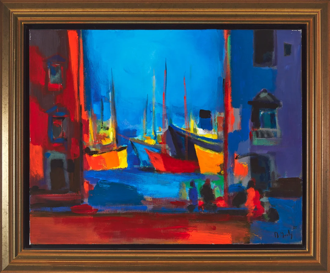 Mouly, Marcel — "Ouverture sur le Port de la Valette" 1985 — Kunst/Maleri — Blomqvist