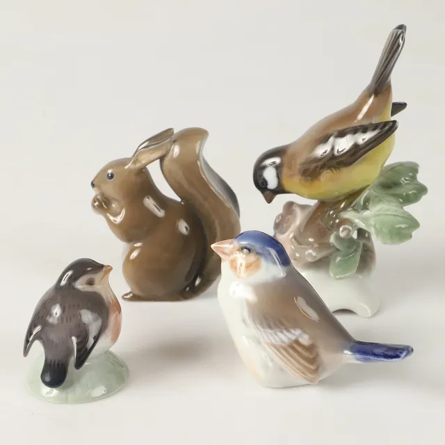 FIGURINER, 4 stycken, porslin, mestadels Royal Copenhagen, Danmark.