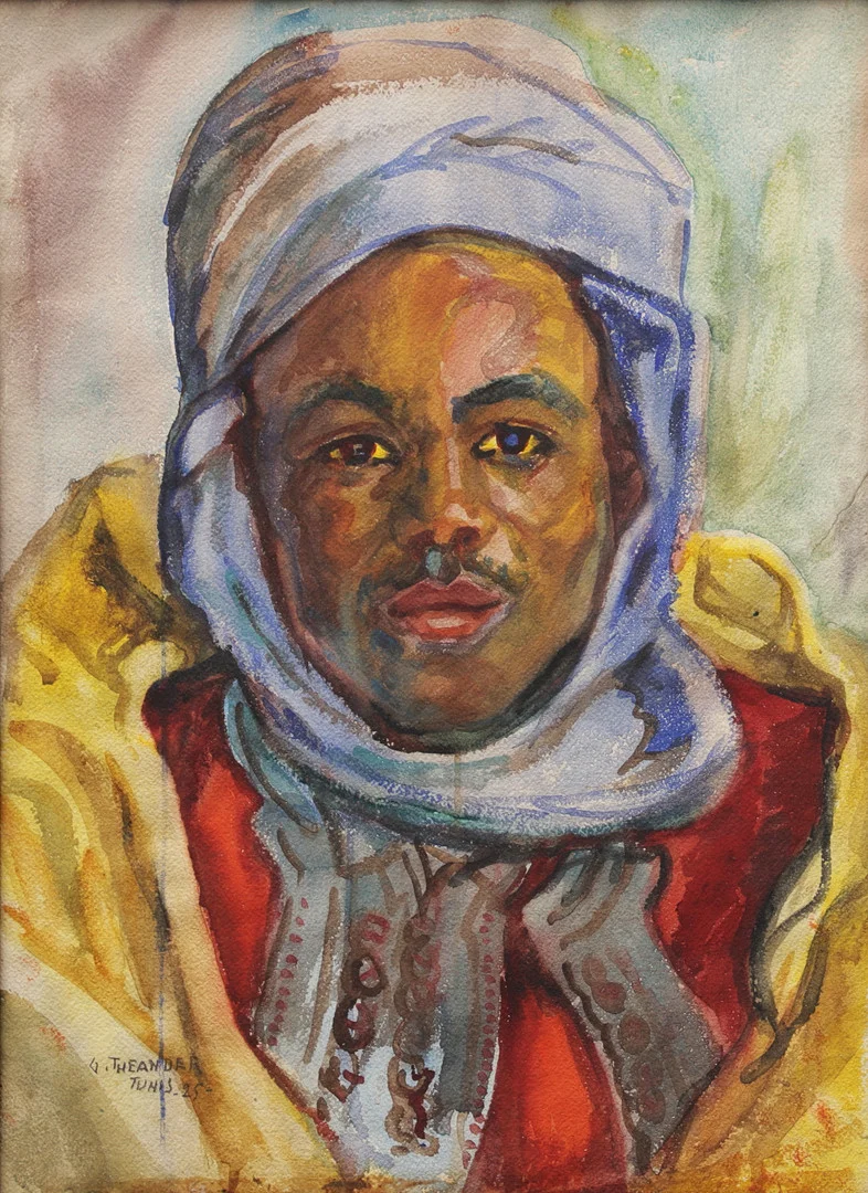 GUNNAR THEANDER (1894-1975). Tunisisk kvinna, gouache, signerad och daterad -25. — Paintings — Växjö Auktionskammare