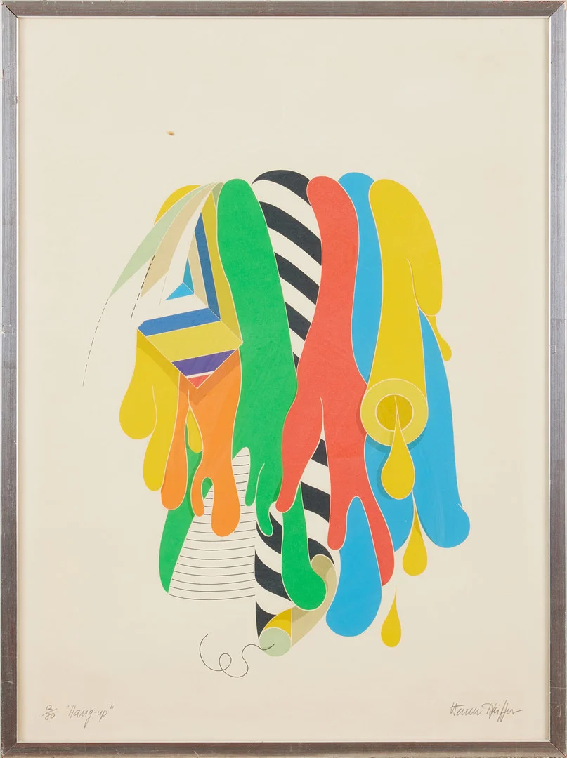 WERNER PFEIFFER (FÖDD 1937). "Hang up", färglitografi, signerad och numrerad 12/80. — Engravings & Prints — Stockholms Auktionsverk Magasin 5