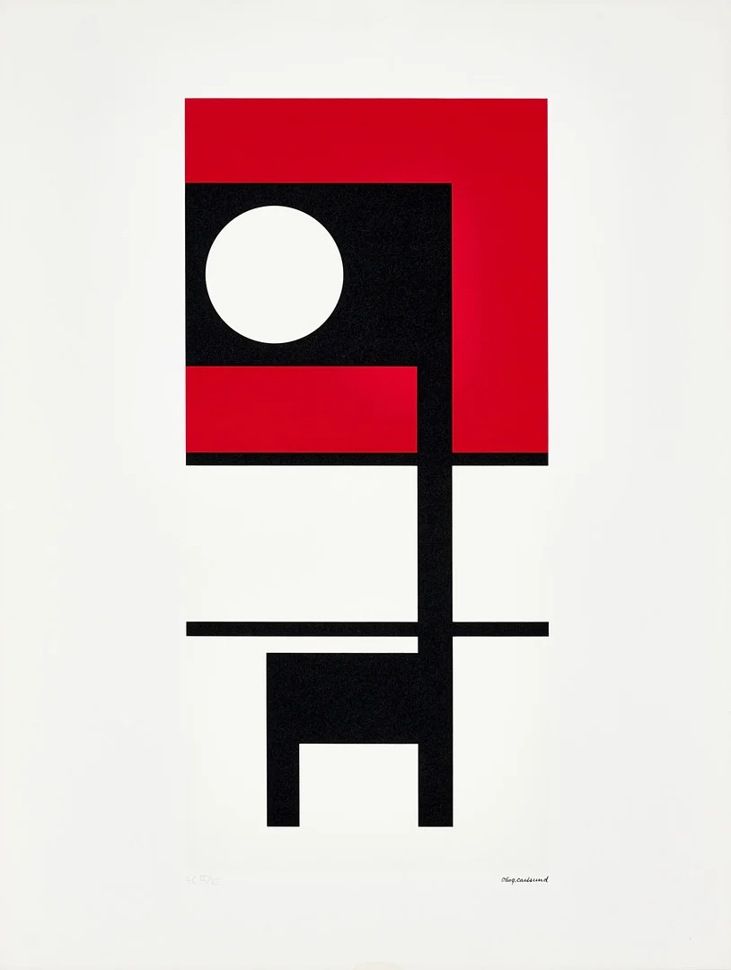 OTTO G CARLSUND (1897-1948):. EFTER. Komposition, signerad i trycket, HC upplaga IX/XII, serigrafi med text på baksidan. — Engravings & Prints — Crafoord Auktioner Stockholm