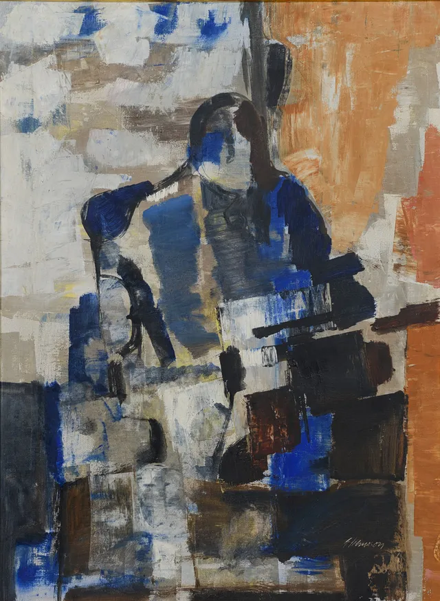 GUNNAR JOHANSSON. Figurmotiv, olja på duk, signerad.