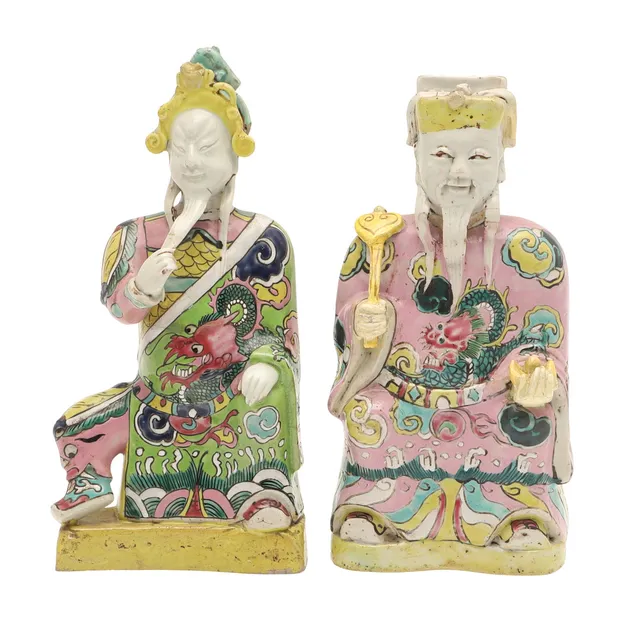 CHINESE EXPORT FAMILLE ROSE FIGURES - SCHOLARS.