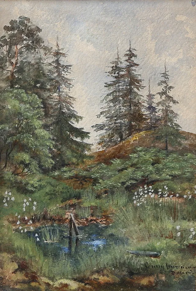CONNY BURMAN. "Dalarö", akvarell, signerad.