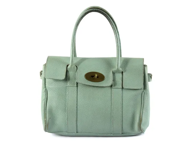 VÄSKA, MULBERRY, Bayswater, liten modell, ljusblått läder, 26x19x 10cm, dustbag, slitage