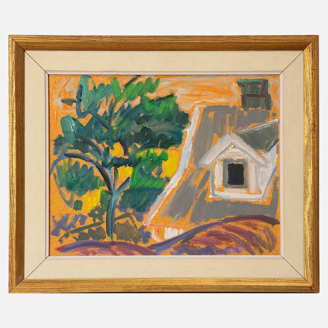KARIN PARROW. Hustak och träd. — Paintings — Stockholms Auktionsverk Göteborg