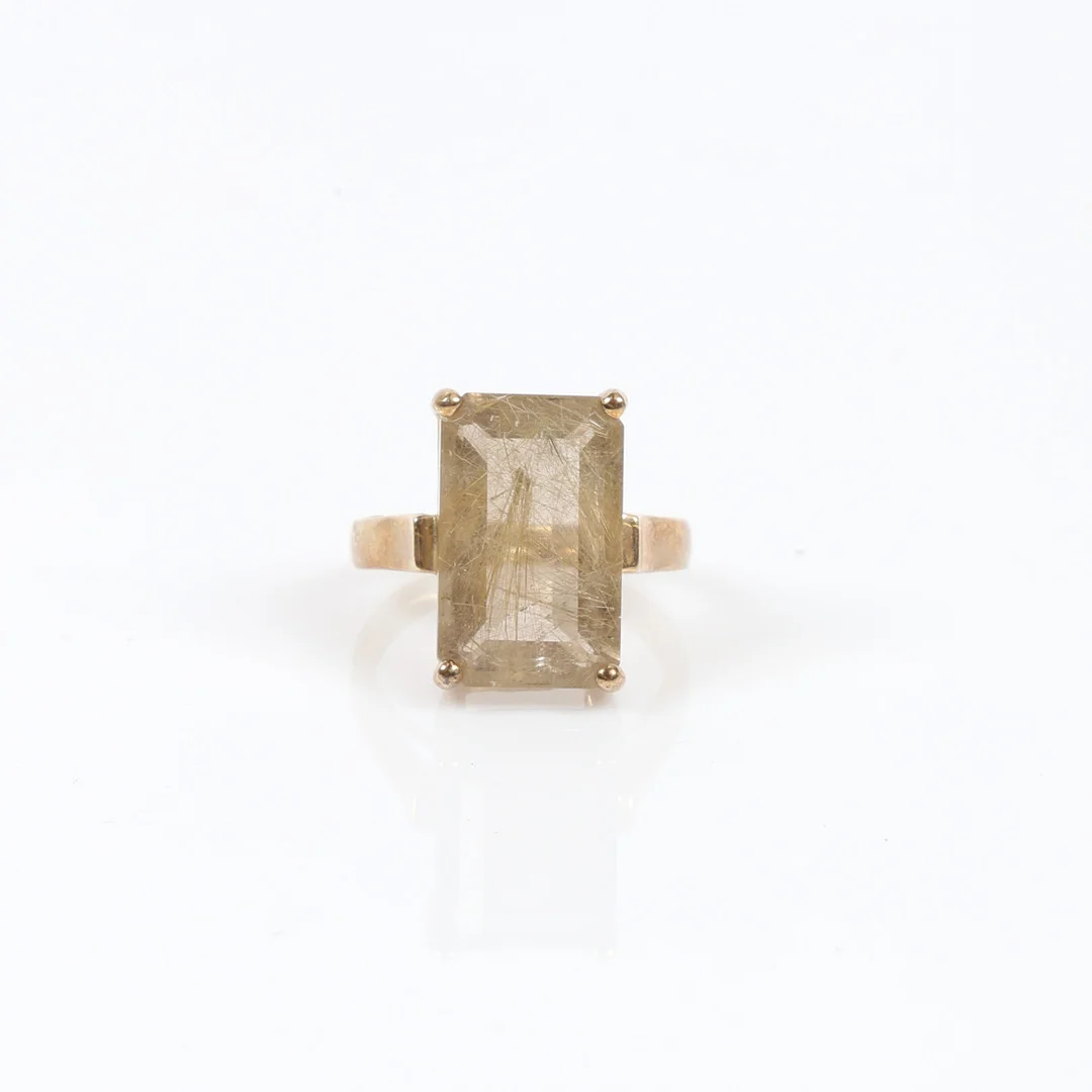 9CT GOLD GOLDEN RUTILE QUARTZ COCKTAIL RING. — Rings — Bishop & Miller
