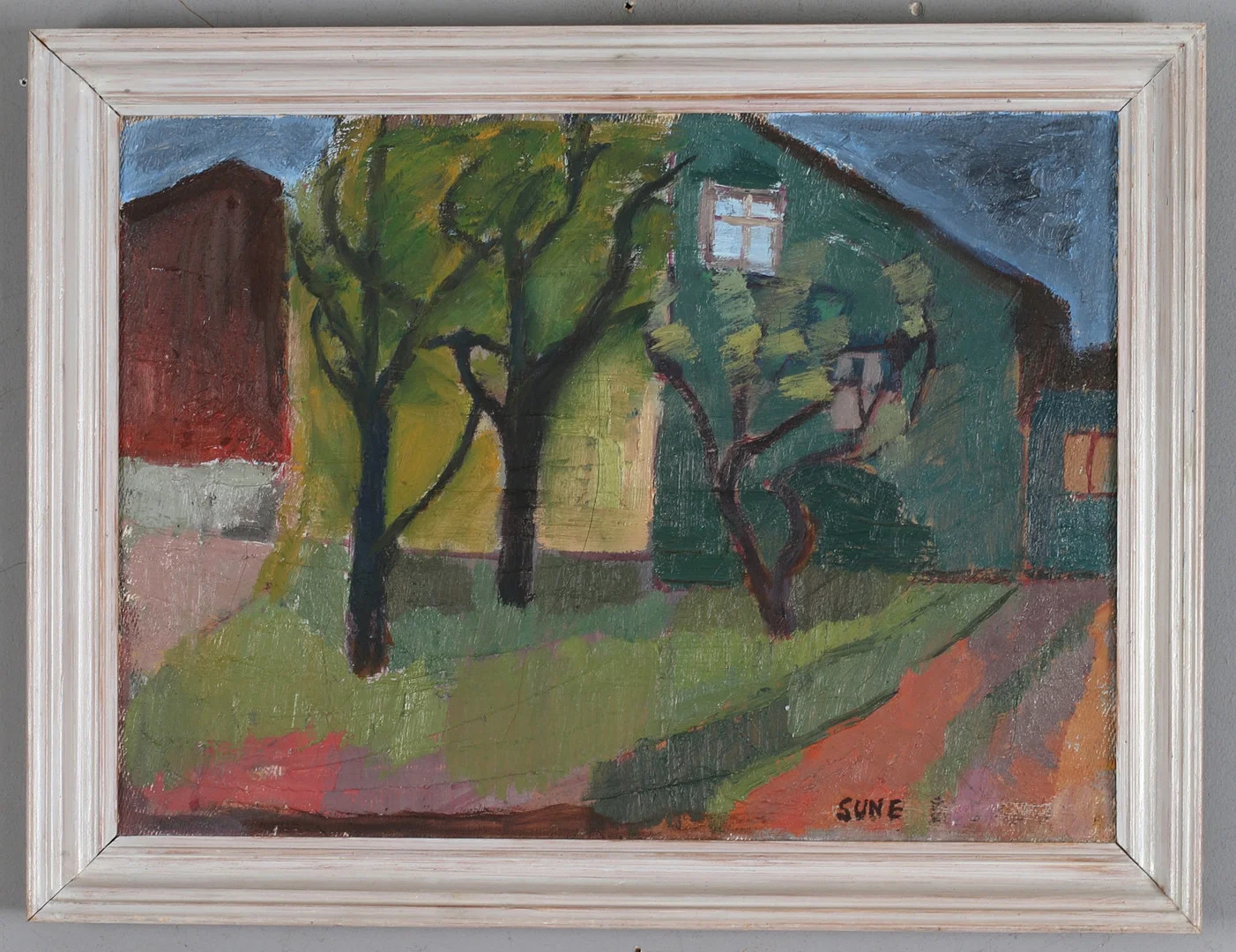 SUNE BLOMQVIST. Hus vid vägen, olja på duk, signerad. — Paintings — Stadsauktion Sundsvall