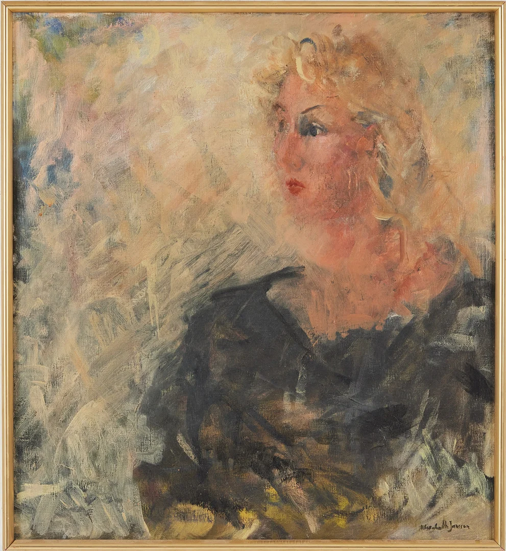 ELISABETH JANSSON. Porträtt, olja på duk, signerad. — Paintings — Stockholms Auktionsverk Magasin 5