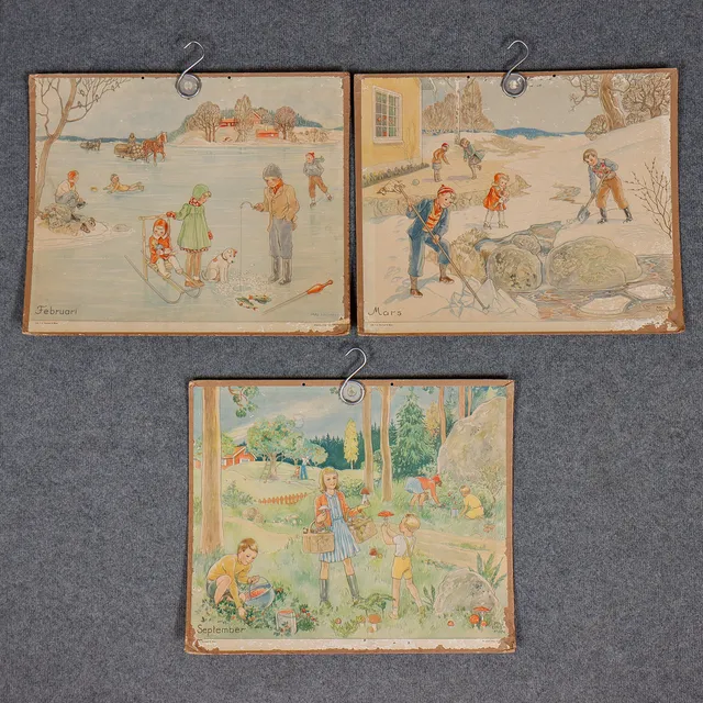 MAJ LINDMAN. SKOLPLANSCHER, 3 ST, NORSTEDT & SÖNER.