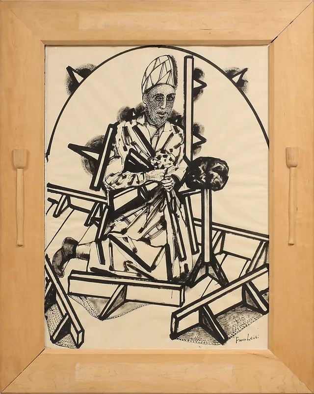 FRANCO LEIDI. Figurkomposition, blandteknik, sign.