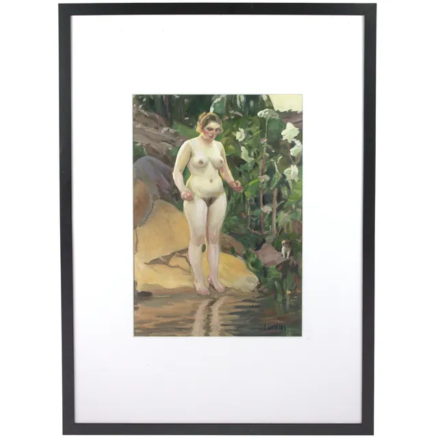 LARS VILKS. Olja på papper, eft. Anders Zorn, "Skärgårdsblomster", signerad.