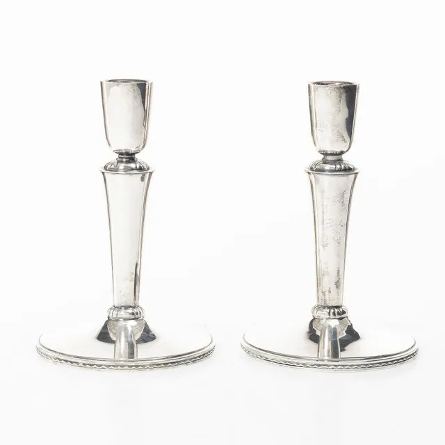 Eric Råström, Ljusstakar, ett par, silver, Stockholm 1957.
