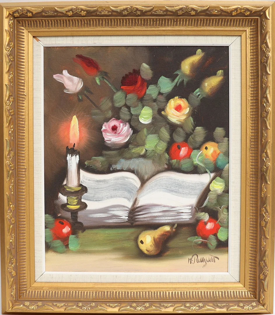 OIDENTIFIERAD KONSTNÄR. Stilleben med blomster, oljemålning på duk, otydligt signerad. — Paintings — Falun Auktionsbyrå