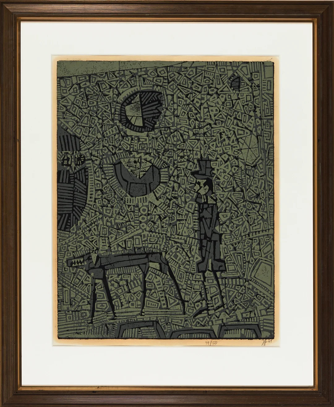 Janssen, Horst — "Mann mit Hund" 1961/1987 — Kunst/Grafikk — Blomqvist