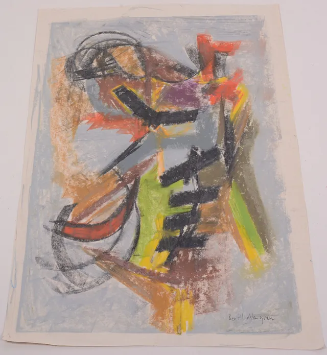 BERTIL ALMGREN. Abstrakta former. Krita.
