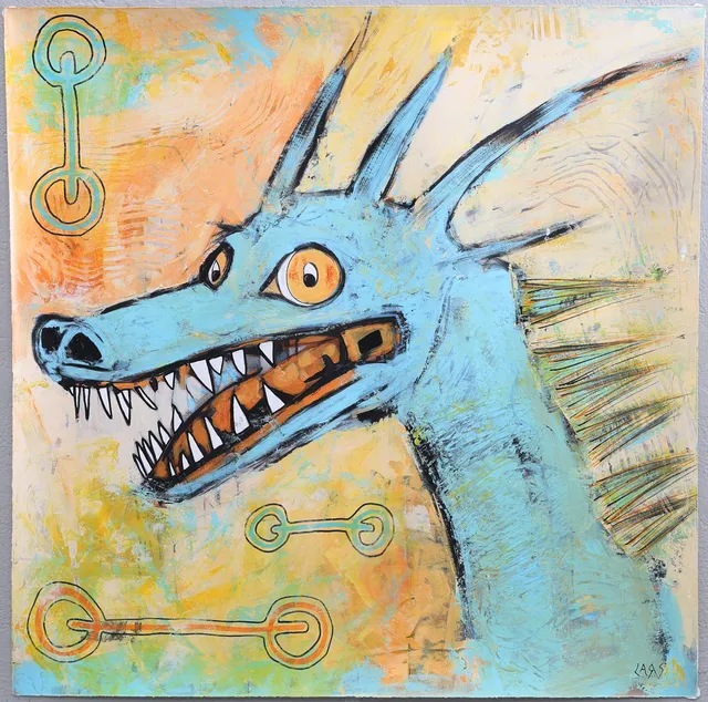 LARS TUNEBO. Mixed media, original, på papper, signerad.