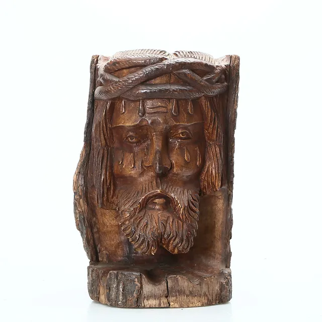 SKULPTUR, trä, Kristus med törnekrona, 1900-tal.