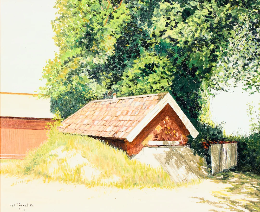 PER TÄRNSTRÖM. "Jordkällare vid Banvaktstuga Vattholmavägen Uppsala". — Paintings — Uppsala Auktionskammare