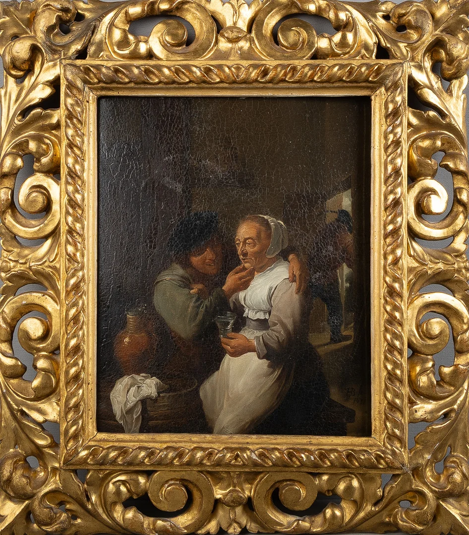 OKÄND KONSTNÄR. Interiör, olja på pannå, 1800-tal. — Paintings — Stockholms Auktionsverk Helsingborg