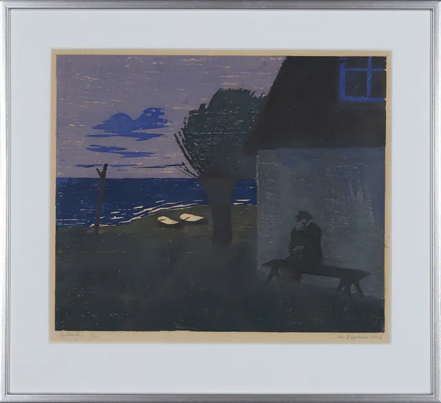 LARS ENGSTRÖM. "September". träsnitt, numrerad 1/!00 och daterad 1946.