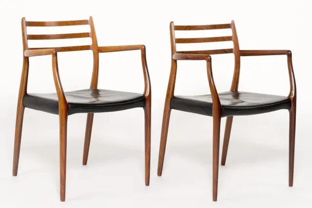 Niels O. Møller for J. L. Møbelfabrik. A pair of rosewood armchairs, model '62' (2)