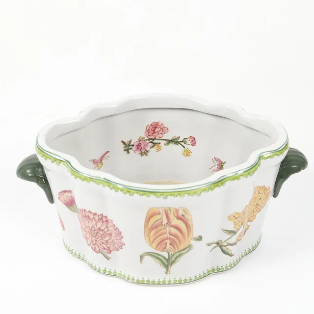 JARDINJÄR, med blomstermotiv, porslin, 1900-tal.