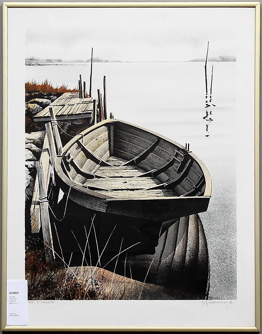 NILS ERIK JOHANSSON. Färglitografi, signerad och daterad -87. — Engravings & Prints — Gomér & Andersson Linköping