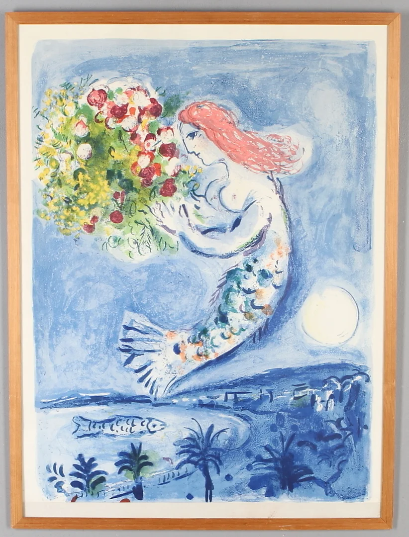 MARC CHAGALL. "Nice Soleil Fleurs", färglitografisk affisch. — Engravings & Prints — Auktionshuset Kolonn