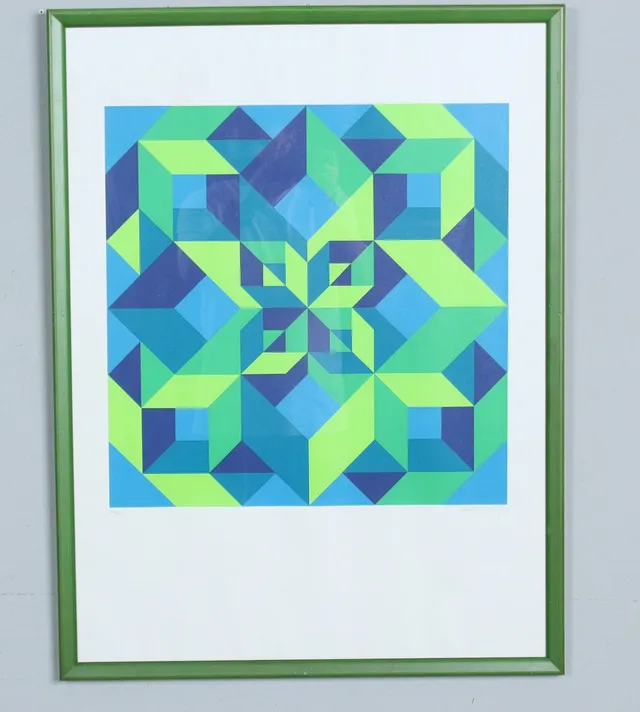 ROLAND ALTMANN (1925-2012). Farbserigraphie, '' Abstrakte Komposition mit geometrischen Formen, signiert , limitiert, 43/100.