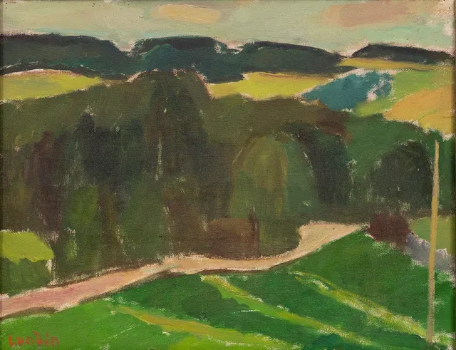 ALVAR LUNDIN. "Grönlandskapet", olja på pannå, signerad samt daterad 1943.