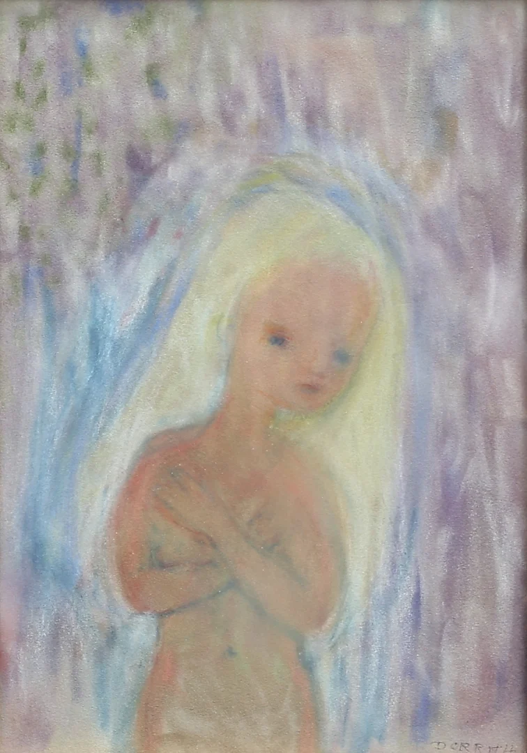 KURT CARENDI. "Flicka vid badet". Pastell, signerad Dorrith. — Paintings — Auktionshuset Thelin & Johansson