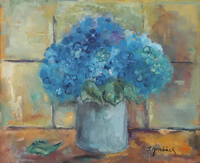 INGA ARNBÄCK. Blomsterstilleben, olja på pannå, signerad I Arnbäck.
