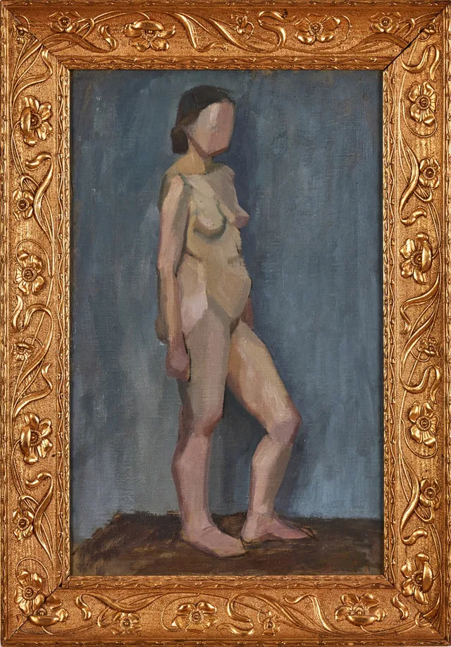 MOLLIE FAUSTMAN. Kvinnlig modell 1910, olja på duk, 58 x 36 cm.