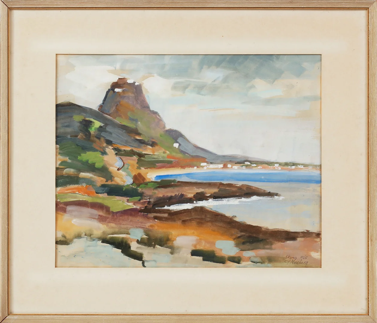 GUNNAR MOSSBERG. "Skyras" gouache, signerad och daterad 1965. — Paintings — Göteborgs Auktionsverk