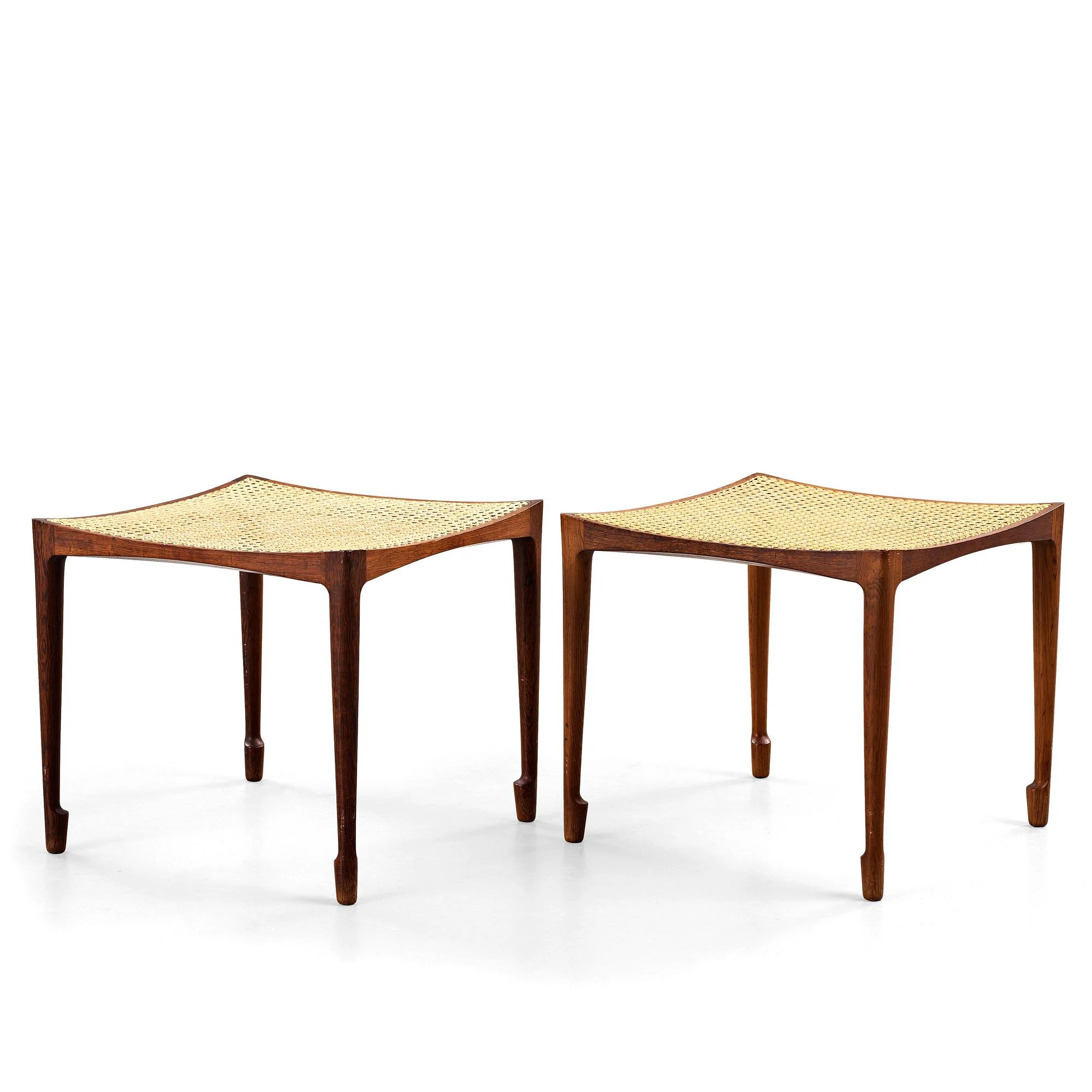 Bernt Petersen, taburetter, 2 st, Wørts Møbelsnedkeri, Danmark ca 1960. — Bukowskis