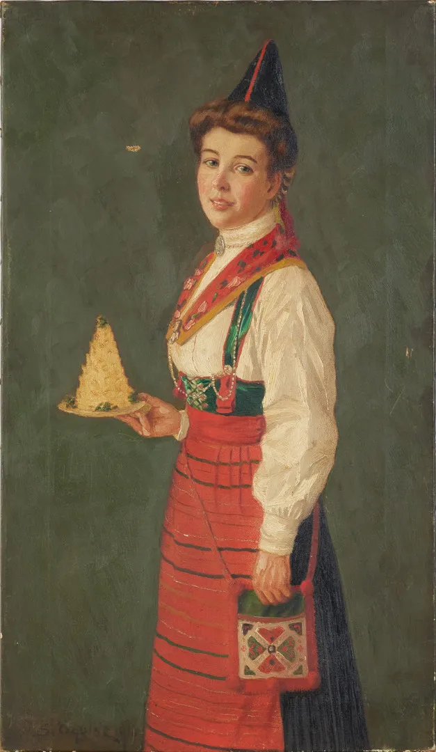 SIMEON ÖQUIST (1868-1955). Rättvikskulla, oljemålning på duk, signerad och daterad S Öqvist 1910.
