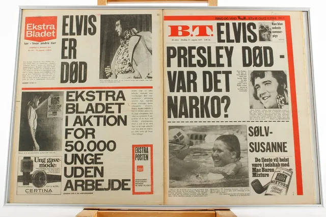 BT og Ekstrabladet 17. august 1977 med Elvis' død.