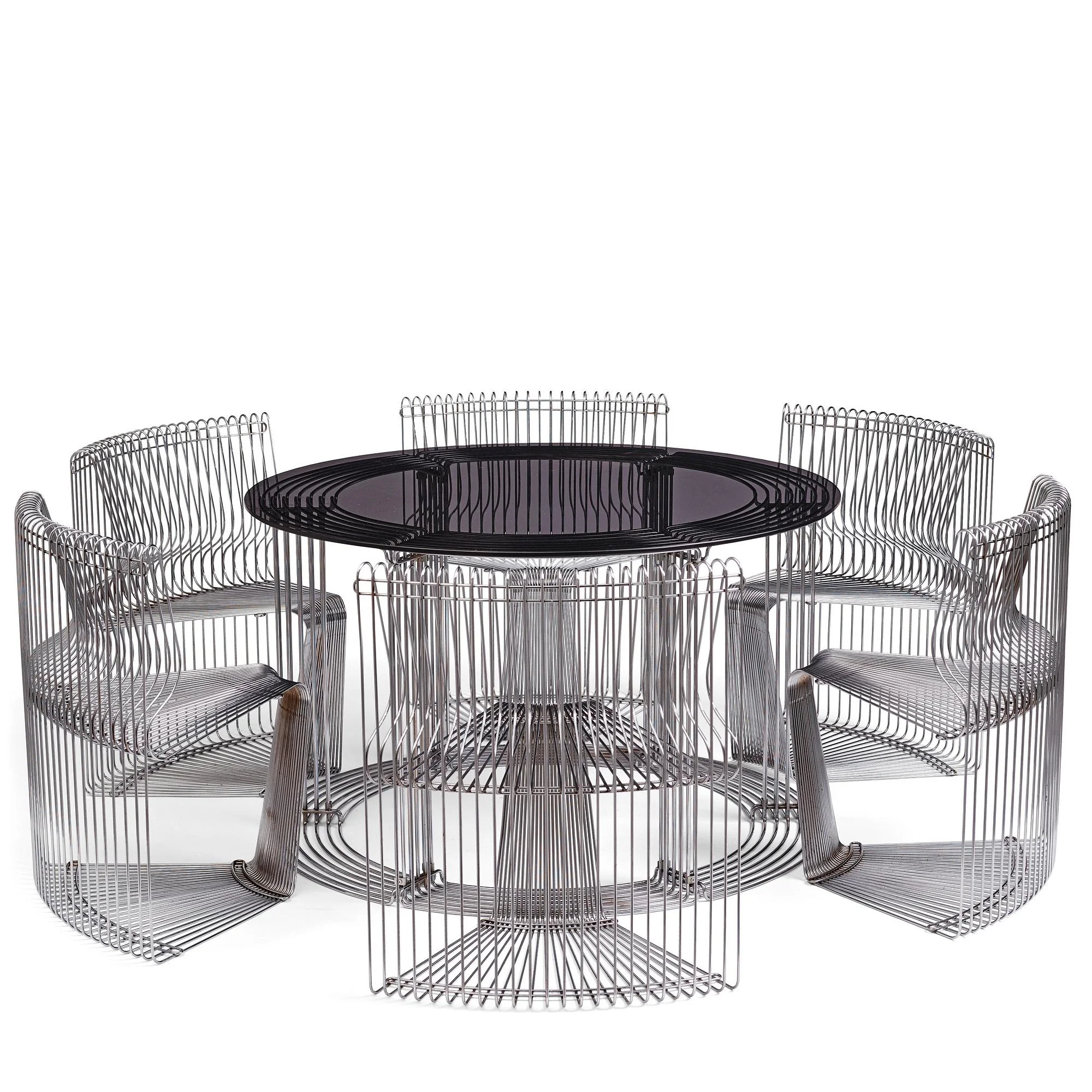 Verner Panton, "Pantonova", matbord och 6 stolar, Fritz Hansen, Danmark ca 1971. — Bukowskis