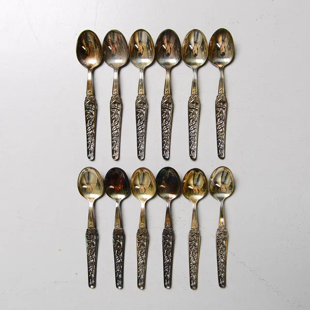 TESKEDAR, 12 st, silver, "Rosenranka", GAB, 1980-tal.