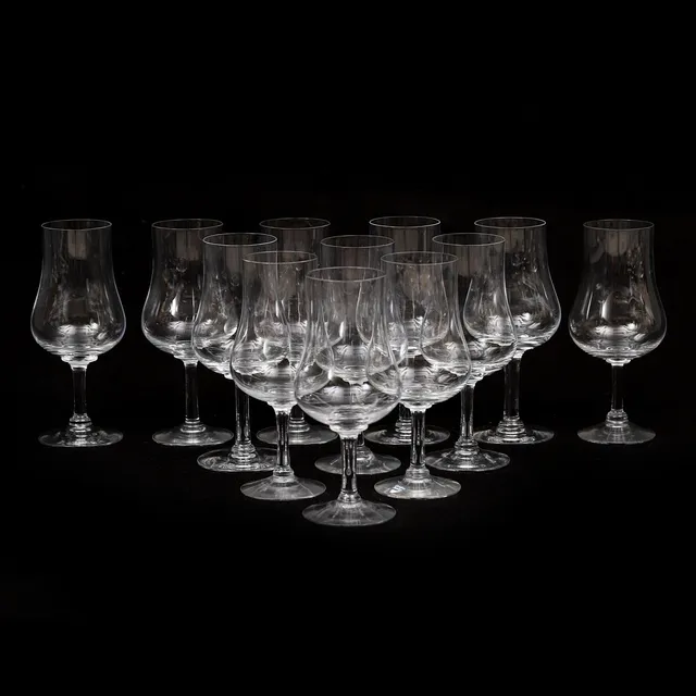 GUNNAR CYRÉN. Vinprovarglas, 12 st, "Elixir", Orrefors.