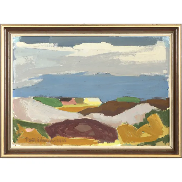 Paul Sørensen. Landscape with houses, storm in the background. (cd)