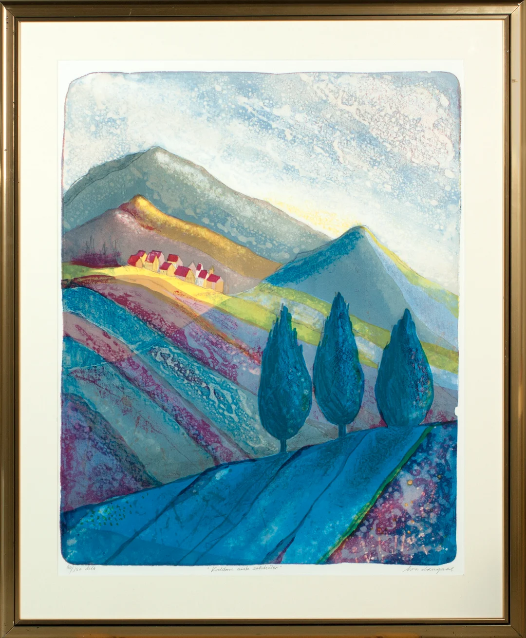 Langaas, Eva — "Kveldens siste solstråler" — Kunst/Grafikk — Blomqvist