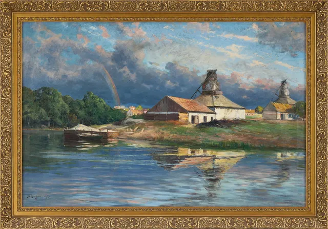 JOHAN ERICSON. Landskapsmotiv med regnbåge.