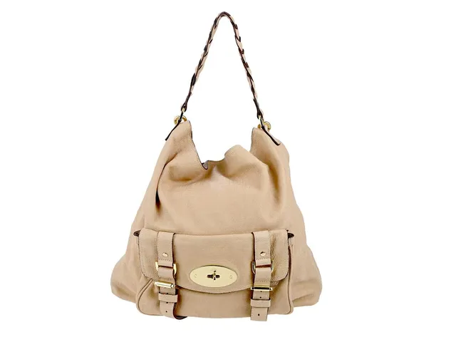 VÄSKA, MULBERRY, beige, glittrigt läder, guldfärgade beslag, 37x35x8 cm, dustbag.