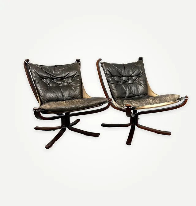 SIGURD RESELL. FÅTÖLJER, ett par, "Falcon Chair", Vatne Lenestolfabrikk, Norge, 1900-talets andra hälft.