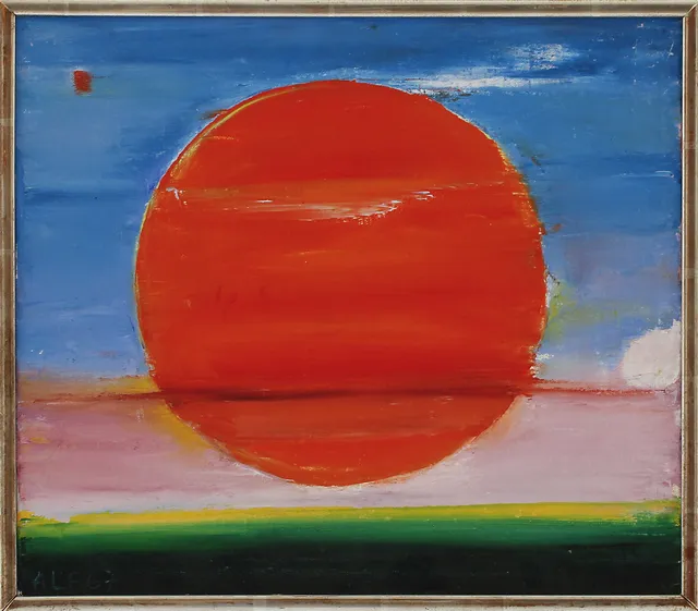 ALF OLSSON. Red sun. Oil on canvas, signed ALF 67.