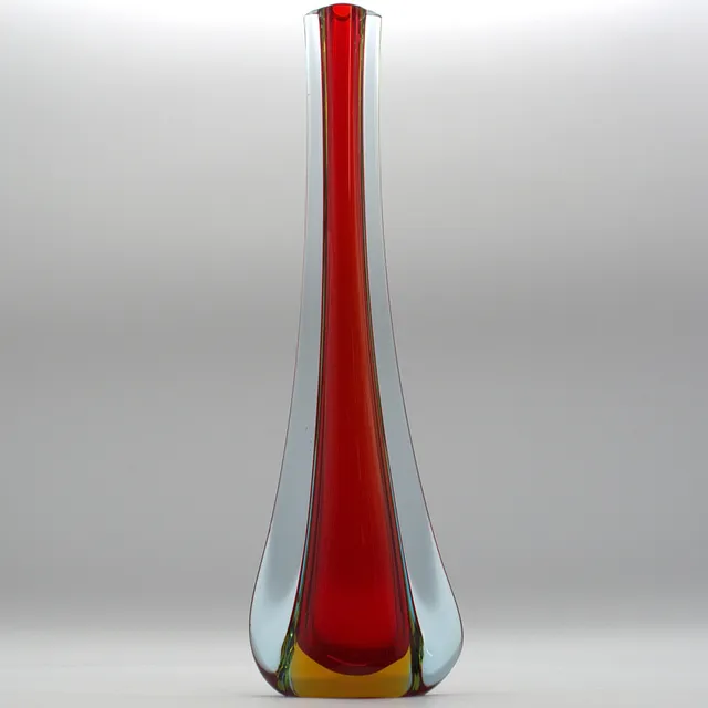 FLAVIO POLI. GROSSE MURANO GLASVASE,MEHRFARBIG, SOMMERSO, ITALIEN, UM 1950. CA. 35 CM.